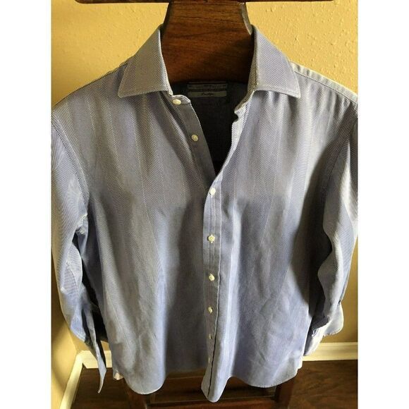 Thomas Pink Prestige Shirt Mens Medium  Blue French Cuff London Made UK - Picture 4 of 11